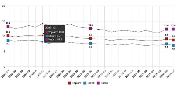 Tüik: Mevsim etkisinden arındırılmış işsizlik oranı %8,8 seviyesinde gerçekleşti