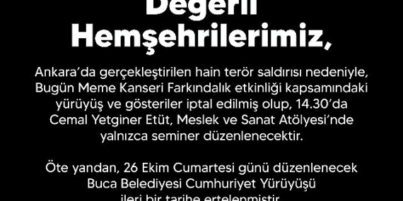 Buca Belediyesi, etkinliklerini iptal etti