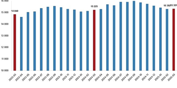 Ücretli Çalışan İstatistikleri, Mart 2025